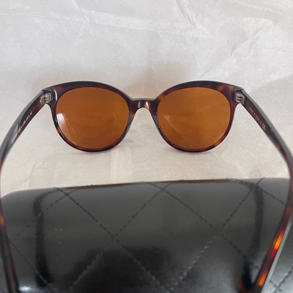 Chanel Sunglasses tortoise brown CC logo cat eye butterfly crest glasses + case